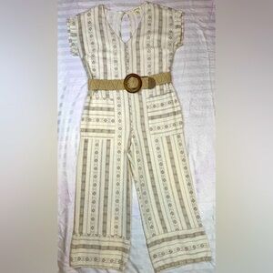 Monteau Los Angeles Striped Cream V-neck Jumpsuit/Romper Size M EUC